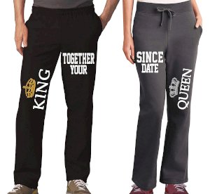 King Queen Cool Couples Pajama Pants & Bottoms - Couple Outfits for Men & Women